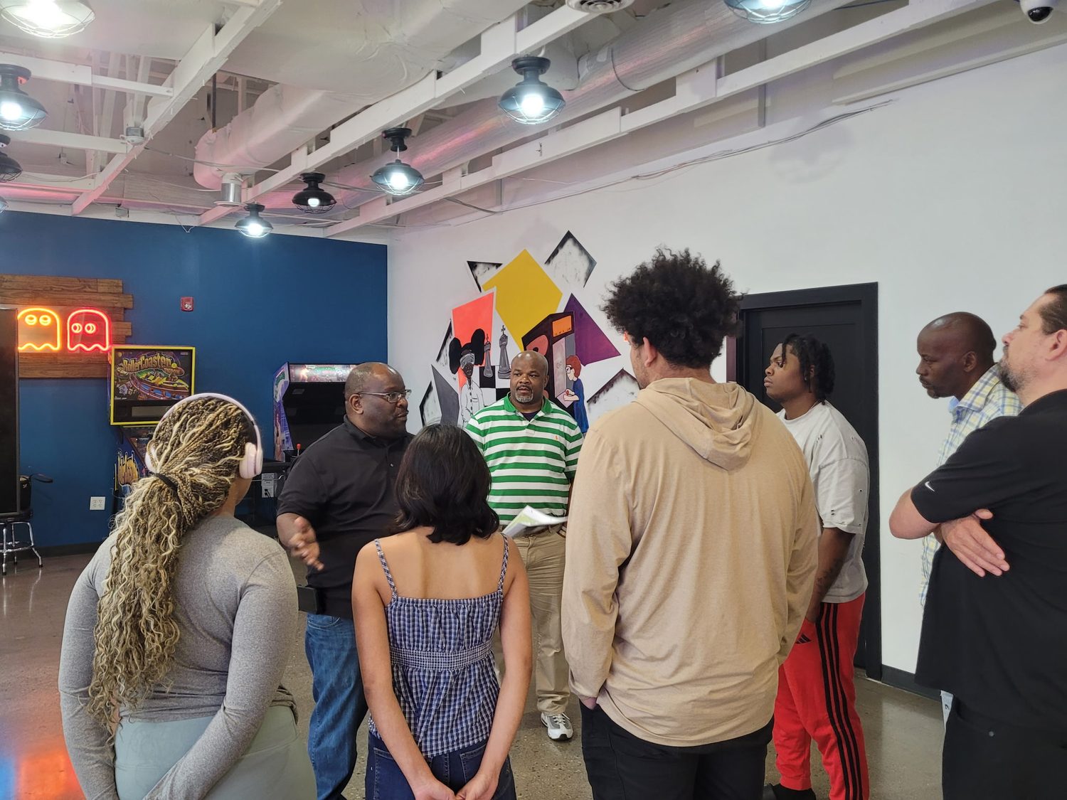 BTY students and instructors standing together in a group during a program session.